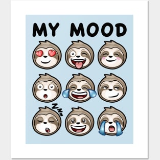 My mood Funny sloth icons faces Posters and Art